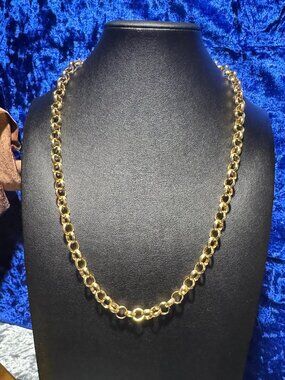 Rollo Chain Tennis Necklace Durable Light Gold (Like KC Gold) Plated 8mm 22"+
